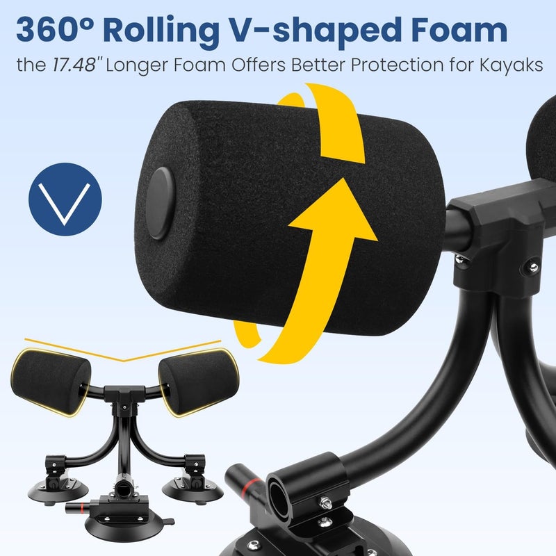 HLOGREE TriGrip Kayak Load Roller,3 Suction Cups Kayak Roller Loader,Kayak Helpers -Pump Vacuum Type- Kayak Roof Roller Loader Load Assist Mount,Kayak Loader Lift Assist System for Car SUV,Kayak Accessories - Image 4